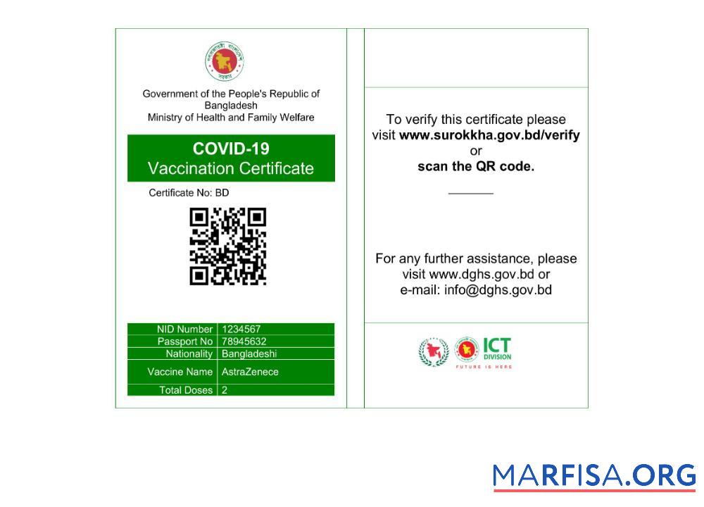 Realistic Bangladesh COVID 19 vaccination certificate Word and PDF template